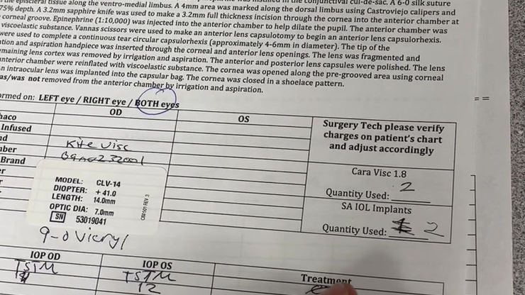 Cataract Post Op Monitoring Sheet